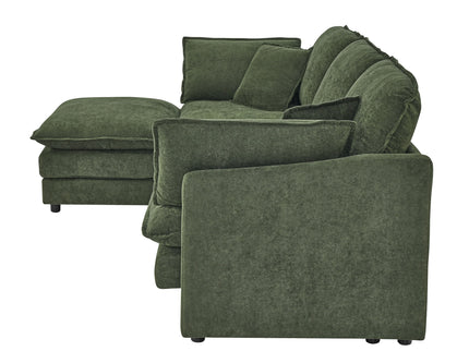L-Shaped Sectional Sofa With Ottoman, Convertible 4 Seater Couch