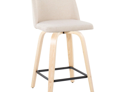 Toriano - Contemporary Modern Design Fixed Height Counter Stool With Swivel With Square Footrest (Set of 2)