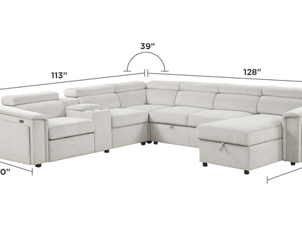 Harvey - Power Recliner Sectional Sleeper - Beige