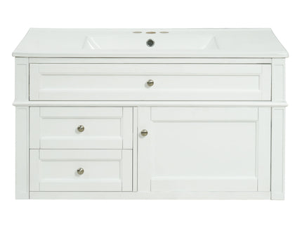 Modern Wall Mounted Floating Cabinet With Double Drawer And Sink