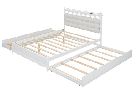 Storage Platform Bed, With 2 Big Drawers, Trundle, One Set Of Sockets & USB Ports