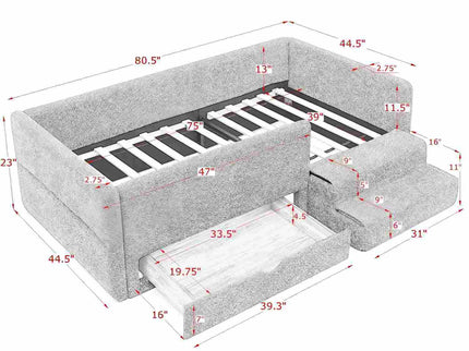 Safe Kids Bed With Guardrails And Storage