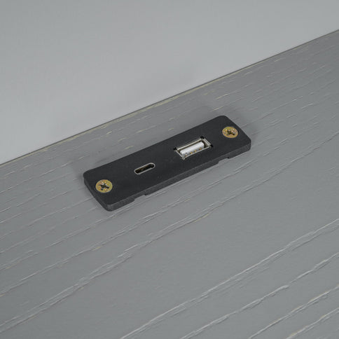 Platform Bed With LED Light, Multi Functional Headboard, Guardrail And 2 Drawers