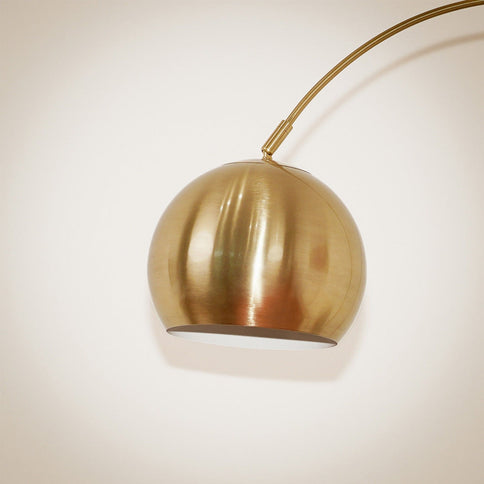 Oasis - Long Arm Gold Adjustable Floor Lamp With Round Marble Base - Gold / White Marble