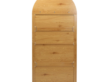 Arched Kitchen Pantry Cabinet With Adjustable Shelves And Barn Door Design
