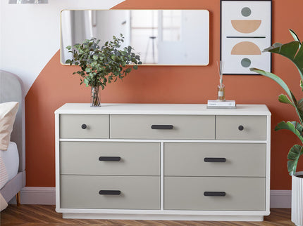 Valencia - 7 Drawer Wide Dresser - Taupe