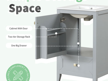 Bathroom Vanity With Sink, Soft Closing Cabinet Door, Storage Rack And Drawer