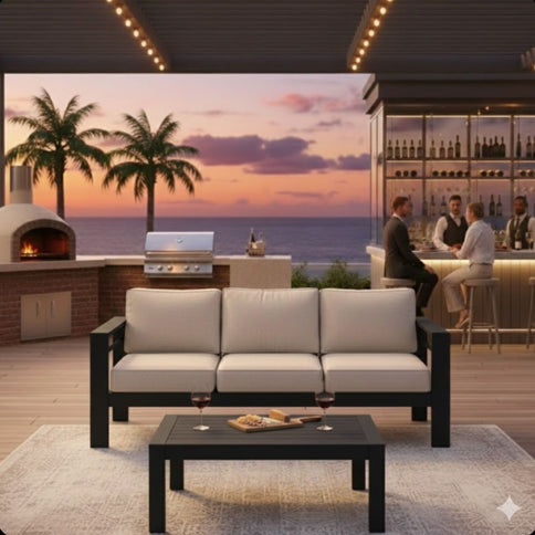 Outdoor Patio Set, All-Weather With Thick Cushions
