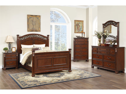 Bed With Ornate Carvings And Curved Headboard