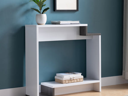 Contemporary Console Table With Two Open Shelves - White / Gray
