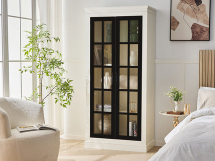 Rustic Style Display Cabinet With Glass Doors For Collectibles