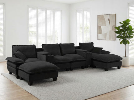 Modular Cloud Couch Sofa With Cup Holders & Storage, USB Port