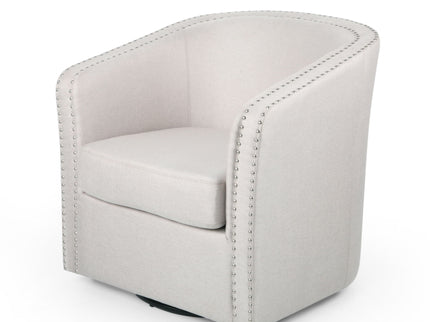 Modern Upholstered Swivel Club Chair With Nailhead Trim