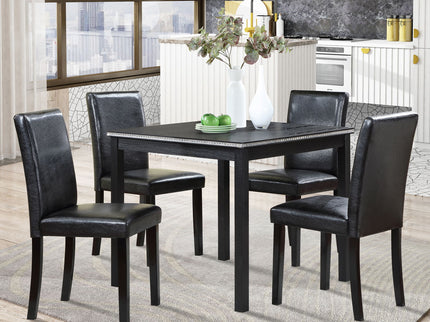 5 Pieces Wooden Dining Table Set, Square Table And 4 Upholstered Chairs