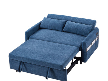 Pull Out Sleep Sofa Bed Loveseats Sofa Couch With Adjsutable Backrest, Storage Pockets, 2 Soft Pillows, USB Ports For Living Room, Bedroom, Apartment, Office