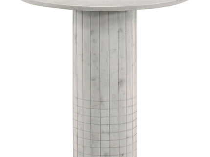 Preston - 2 Piece Coffee And End Table Set With Cylindrical Pedestal Bases, Round Design - White