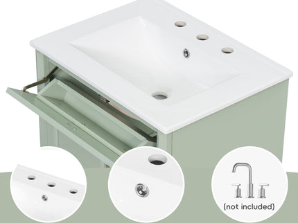 Freestanding Bathroom Vanity With Sink, 3 Drawers & Flip-Out Drawer
