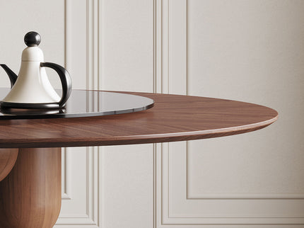 Round Dining Table With Lazy Susan For Living Room - Walnut