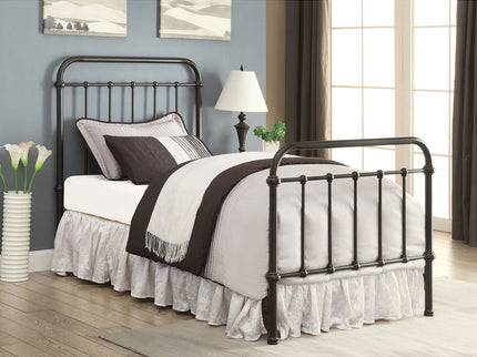 Twin Panel Bed With Ornate Design - Bronze