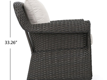 Amaya - Outdoor Swivel Rocker Chair With Water Resistant Cushions - Brown / Beige