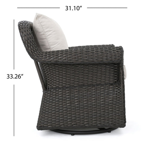 Amaya - Outdoor Swivel Rocker Chair With Water Resistant Cushions - Brown / Beige