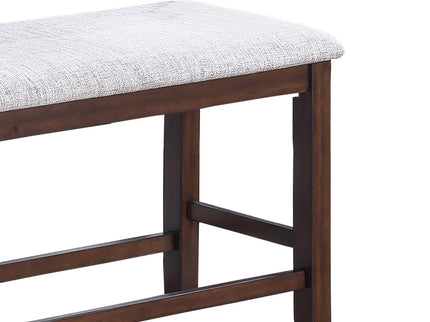 6 Piece Counter Height Dining Set Table With Storage Ladder Back Chairs And Bench - Walnut
