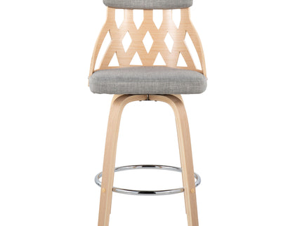 York - Mid-Century Modern Counter Stool - Natural / Light Gray