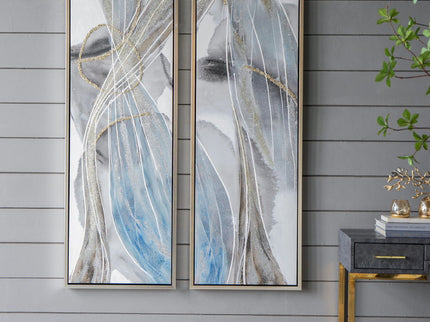 Elongated Modern Abstract Oil Paintings, Wall Art For Living Room Dining Room Bedroom Office Entryway (Set of 2) - Multicolor