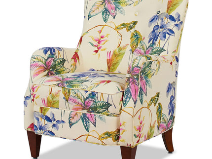 Paradise - Upholstered Arm Chair Floral Printed On Cotton - Off-White