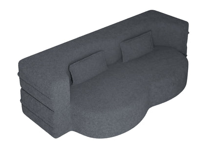 Modern Floor Sofa, With 2 Pillows, Convertible Teddy Fabric Foam Filled Bed