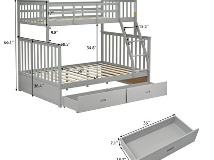 Bunk Bed With Ladder, And Safety Guard Rails