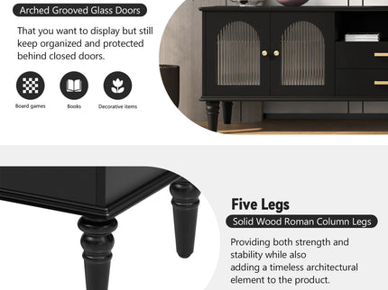 TV Stand For TVs Up To 75", Entertainment Center Media Console For Living Room - Black