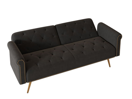 Luxurious Sofa Bed With Nail Head Trim And Matching Pillow