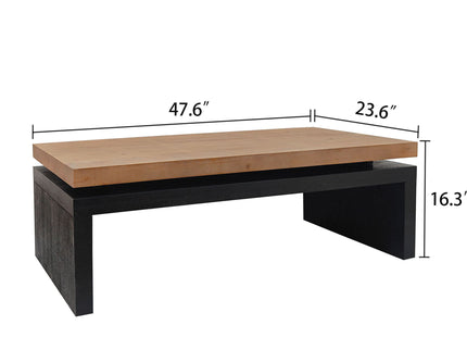 Coffee Table Rectangular Center Table For Living Room - Black / Natural / Multi / Natural Multi / Natural Wood / Natural Wood Wash
