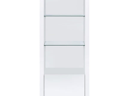 Lance - 3 Shelf Media Tower With Shelves And Hidden Cabinet - Gloss White