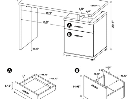 2 Drawer Reversible Office Desk With Modular Design