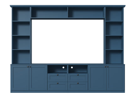 Farmhouse Elegant Entertainment Center Wall Unit With 4 Drawers