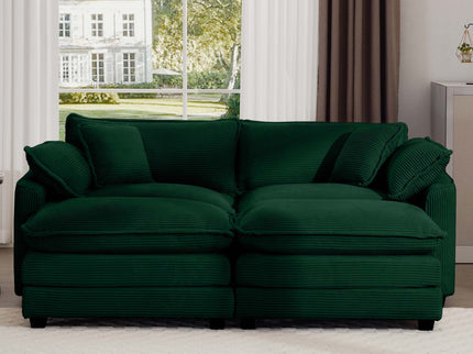 Modern Modular Cushion Sofa With Ottoman, Low Back, Deep Seating Sofa Set