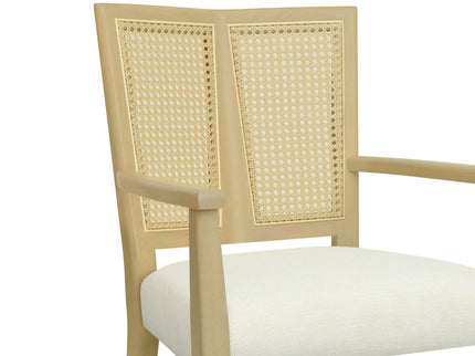 Mid Century Modern Arm Dining Chairs With Rattan Backrest