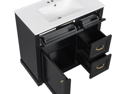 Modern Bathroom Vanity With Sink, 4 Drawers, Soft-Close Door, Adjustable Shelf