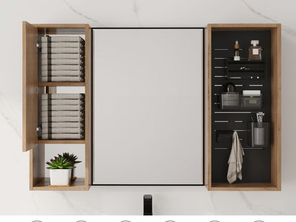41.3" Wall Mounted Cabinet With Storage, Medicine Cabinet With Door And Adjustable Shelves - Imitative Oak