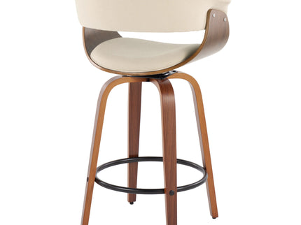 Vintage Mod - Mid Century Modern Fixed Height Counter Stool & Swivel With Round Footrest (Set of 2)