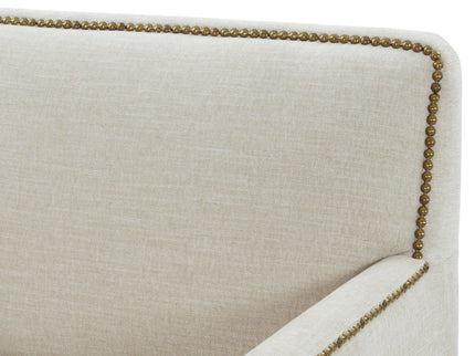 Tolland - Swivel Accent Chair With Antique Brass Nailhead Trim - Beige