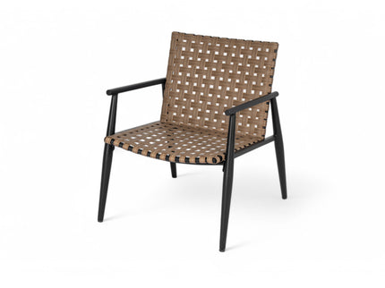 Outdoor Chat Set, 2 Chairs & Side Table - Black / Brown