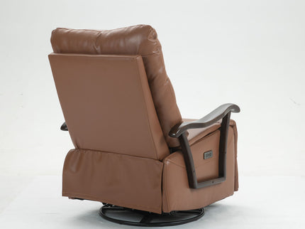 Swivel Rocker Recliner Power Glider Chair With Solid Wood Armrests, Extra Wide Reclining Sofa Chair Upholstered Living Room Single Sofa