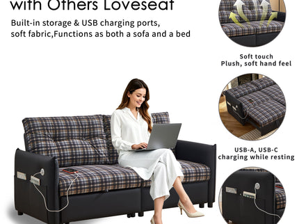 Sleeper Sofa, Expandable Sectional With Ottoman For Living Room
