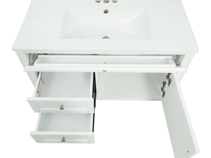 Modern Wall Mounted Floating Cabinet With Double Drawer And Sink