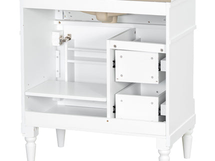 Modern Bathroom Vanity With Sink, Freestanding Cabinet With Flip Drawer & Adjustable Shelf