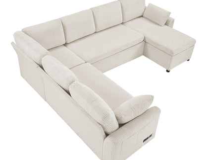 Convertible U-Shaped Sectional Sofa Bed With Reversible Chaise