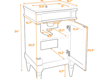 Bathroom Vanity With Sink, Compact Storage Cabinet With Door, Adjustable Shelf, Rectangular Style - Green